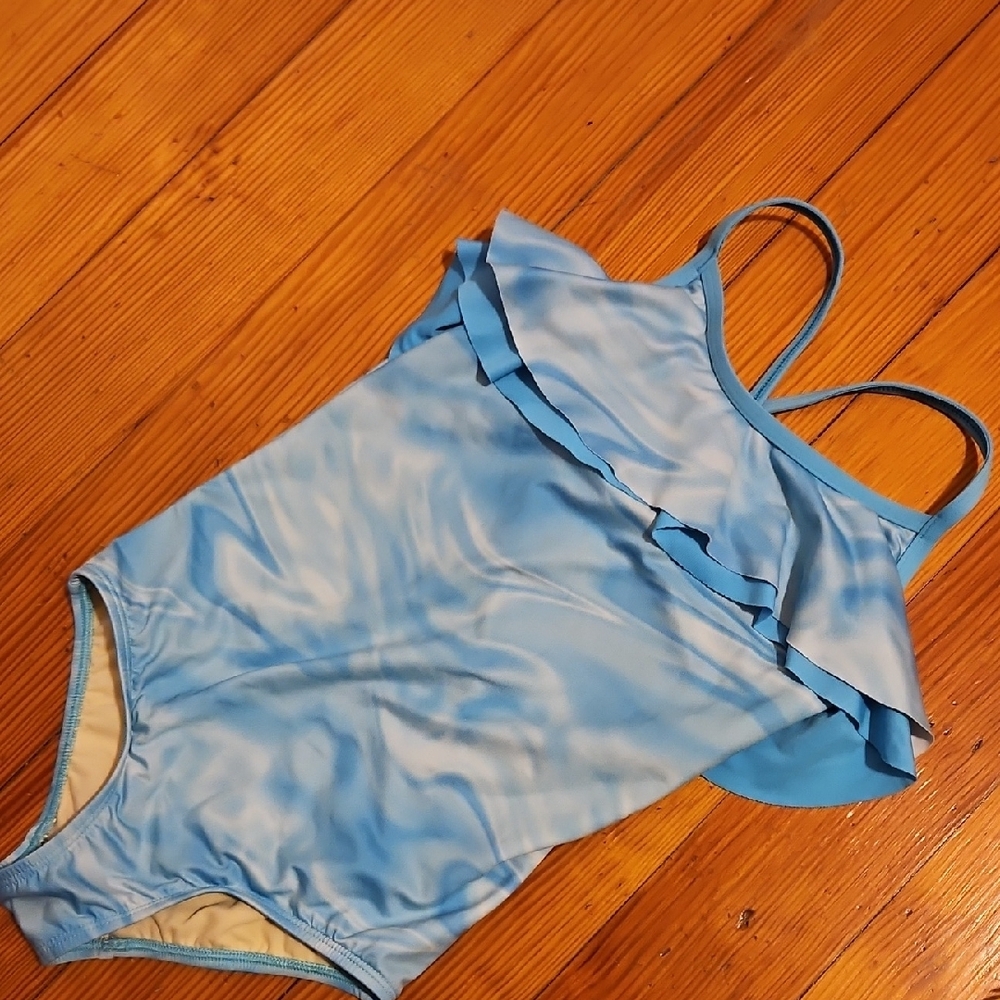 Blue Ruffled One-Piece Swimsuit